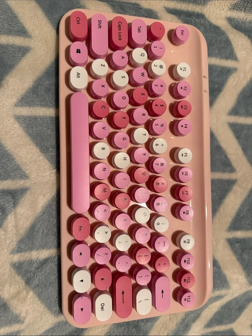 XO Poppy Pink Wireless Typewriter Keyboard & Mouse Combo (2.4G USB Receiver)